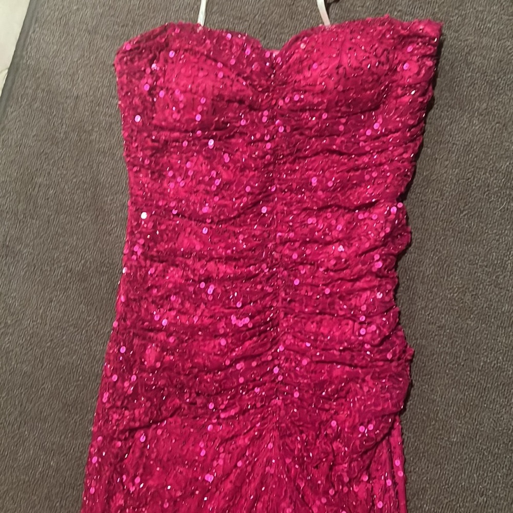 Stunning Camille la vie pin sequin ruched strapless dress
